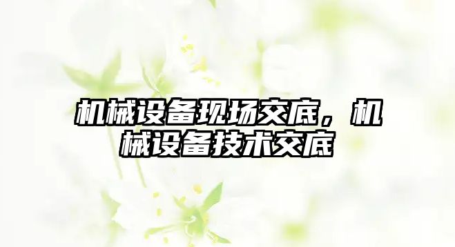 機械設(shè)備現(xiàn)場交底，機械設(shè)備技術(shù)交底