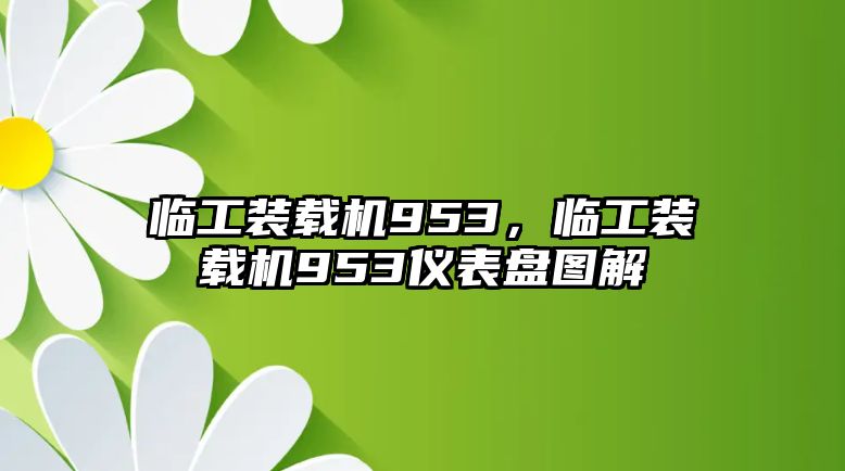 臨工裝載機953，臨工裝載機953儀表盤圖解