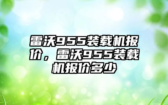 雷沃955裝載機報價，雷沃955裝載機報價多少