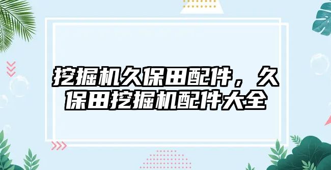 挖掘機久保田配件，久保田挖掘機配件大全