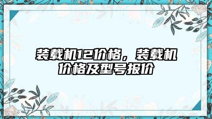 裝載機12價格，裝載機價格及型號報價