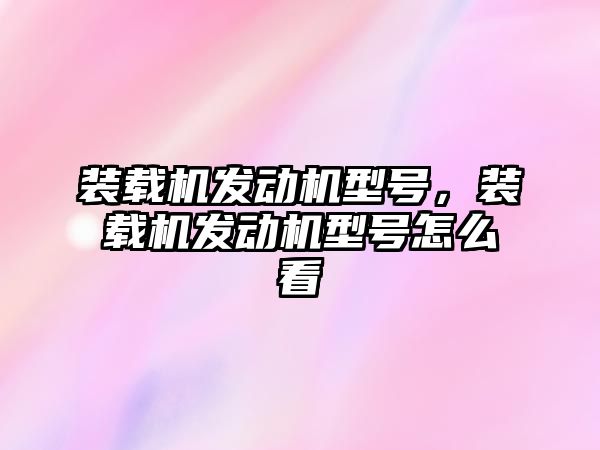 裝載機發(fā)動機型號，裝載機發(fā)動機型號怎么看