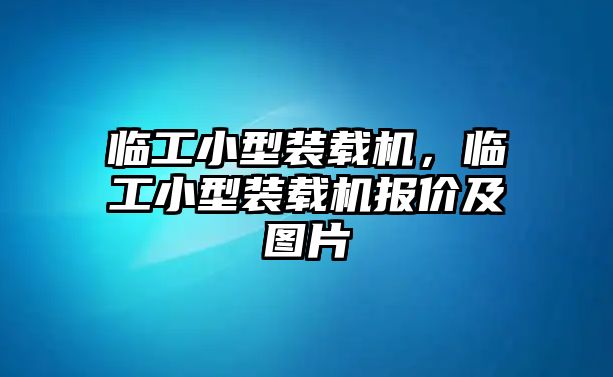 臨工小型裝載機，臨工小型裝載機報價及圖片