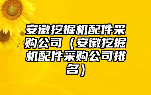 安徽挖掘機(jī)配件采購公司（安徽挖掘機(jī)配件采購公司排名）