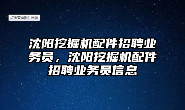 沈陽挖掘機配件招聘業(yè)務員，沈陽挖掘機配件招聘業(yè)務員信息