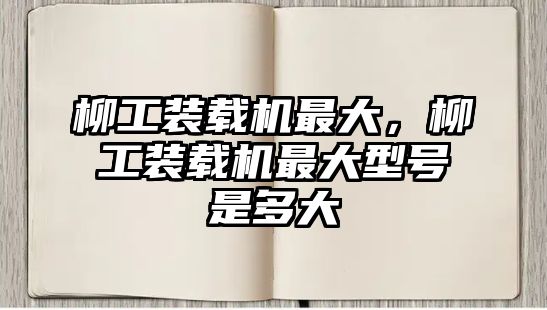 柳工裝載機(jī)最大，柳工裝載機(jī)最大型號(hào)是多大