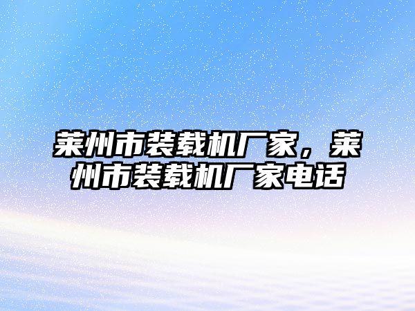 萊州市裝載機廠家，萊州市裝載機廠家電話