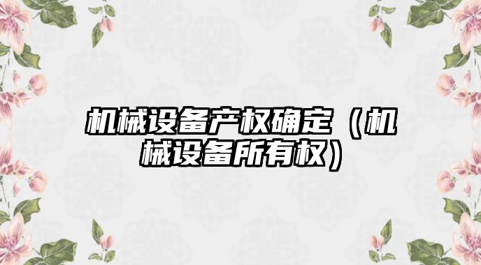 機械設備產權確定（機械設備所有權）