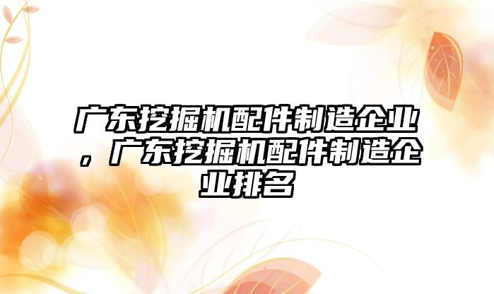 廣東挖掘機配件制造企業(yè)，廣東挖掘機配件制造企業(yè)排名