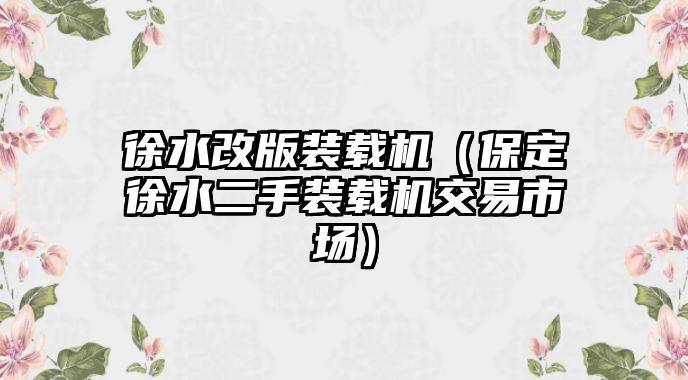 徐水改版裝載機（保定徐水二手裝載機交易市場）