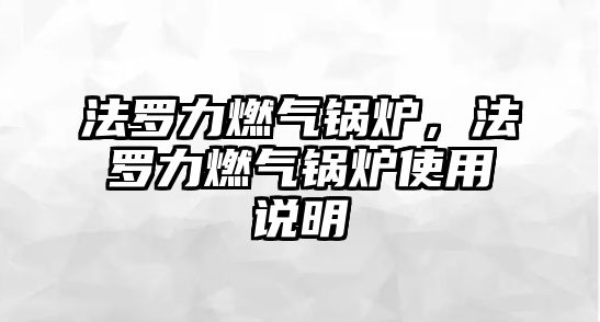 法羅力燃?xì)忮仩t，法羅力燃?xì)忮仩t使用說(shuō)明