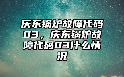 慶東鍋爐故障代碼03，慶東鍋爐故障代碼03什么情況