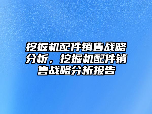 挖掘機配件銷售戰(zhàn)略分析，挖掘機配件銷售戰(zhàn)略分析報告