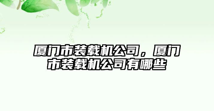 廈門市裝載機(jī)公司，廈門市裝載機(jī)公司有哪些