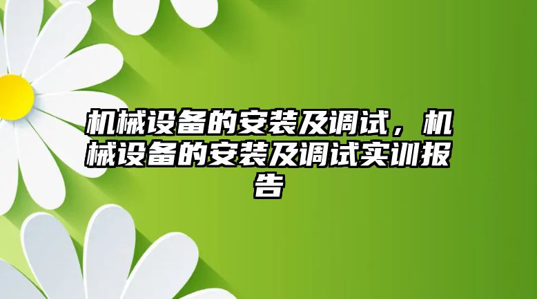 機(jī)械設(shè)備的安裝及調(diào)試，機(jī)械設(shè)備的安裝及調(diào)試實訓(xùn)報告