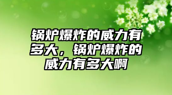 鍋爐爆炸的威力有多大，鍋爐爆炸的威力有多大啊