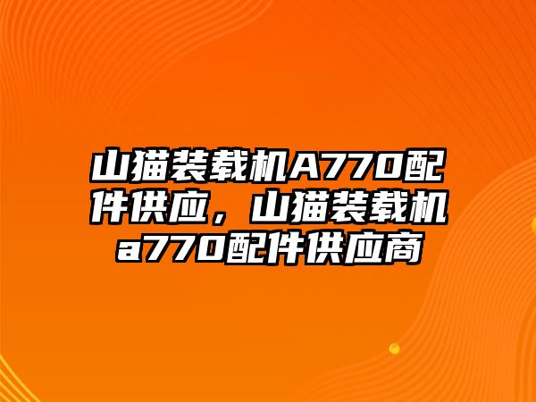 山貓裝載機(jī)A770配件供應(yīng)，山貓裝載機(jī)a770配件供應(yīng)商