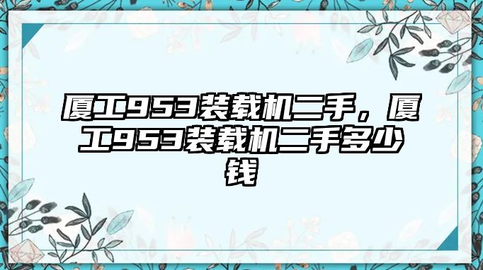 廈工953裝載機(jī)二手，廈工953裝載機(jī)二手多少錢