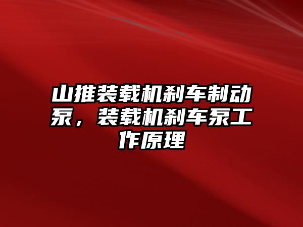 山推裝載機(jī)剎車制動泵，裝載機(jī)剎車泵工作原理