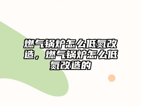 燃氣鍋爐怎么低氮改造，燃氣鍋爐怎么低氮改造的