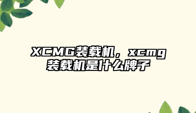 XCMG裝載機(jī)，xcmg裝載機(jī)是什么牌子