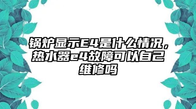 鍋爐顯示E4是什么情況，熱水器e4故障可以自己維修嗎