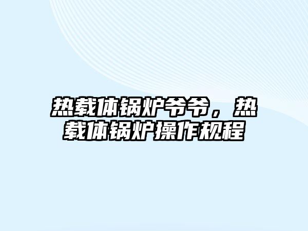 熱載體鍋爐爺爺，熱載體鍋爐操作規(guī)程