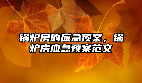 鍋爐房的應(yīng)急預(yù)案，鍋爐房應(yīng)急預(yù)案范文