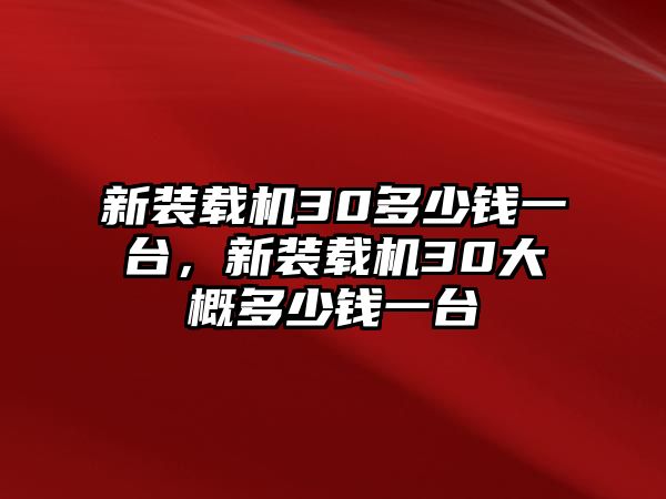 新裝載機30多少錢一臺，新裝載機30大概多少錢一臺