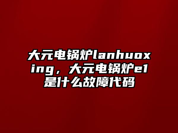 大元電鍋爐lanhuoxing，大元電鍋爐e1是什么故障代碼