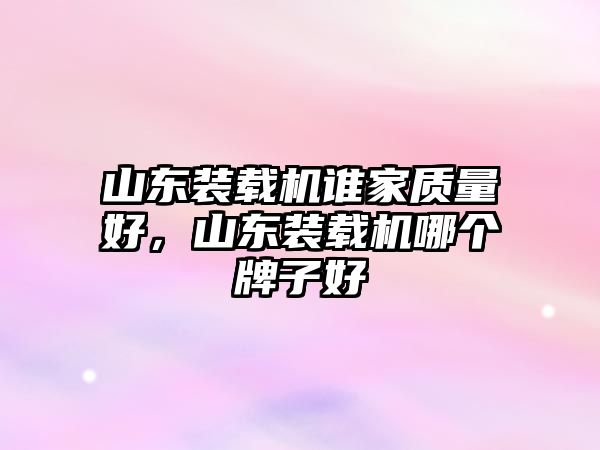 山東裝載機(jī)誰家質(zhì)量好，山東裝載機(jī)哪個(gè)牌子好