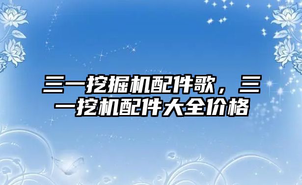 三一挖掘機配件歌，三一挖機配件大全價格