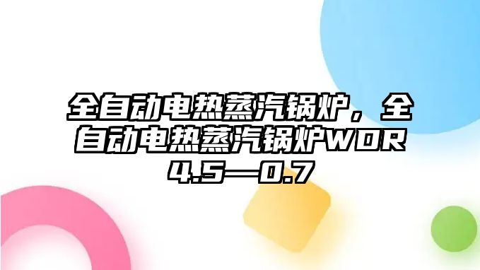 全自動電熱蒸汽鍋爐，全自動電熱蒸汽鍋爐WDR4.5—0.7