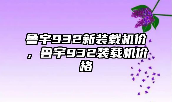 魯宇932新裝載機價，魯宇932裝載機價格