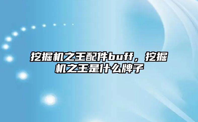 挖掘機(jī)之王配件buff，挖掘機(jī)之王是什么牌子