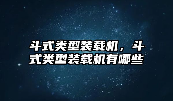 斗式類型裝載機，斗式類型裝載機有哪些