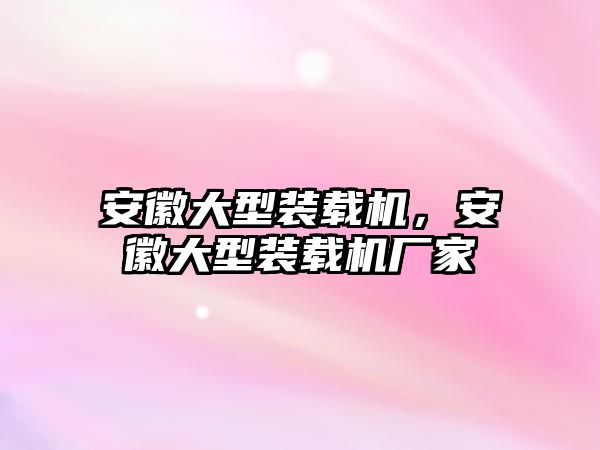 安徽大型裝載機，安徽大型裝載機廠家