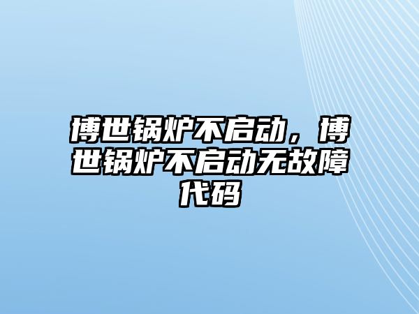 博世鍋爐不啟動，博世鍋爐不啟動無故障代碼