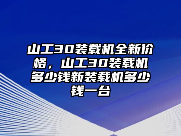 山工30裝載機全新價格，山工30裝載機多少錢新裝載機多少錢一臺