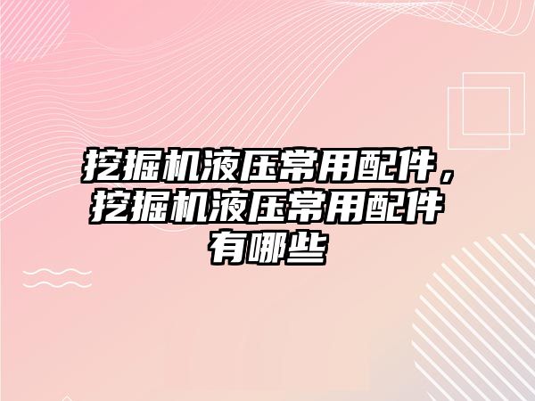 挖掘機液壓常用配件，挖掘機液壓常用配件有哪些