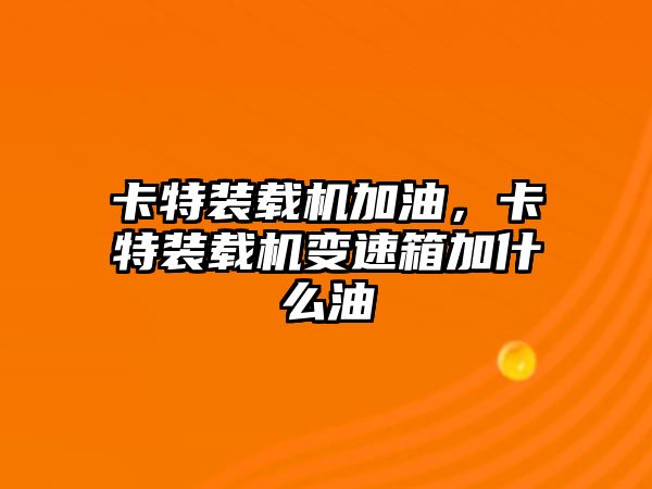 卡特裝載機加油，卡特裝載機變速箱加什么油