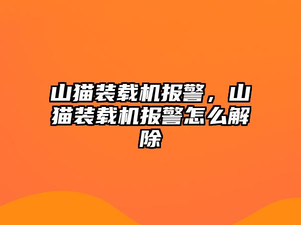 山貓裝載機報警，山貓裝載機報警怎么解除