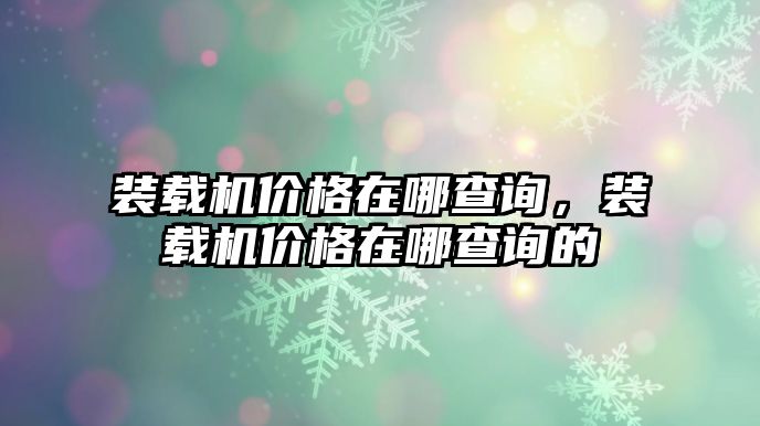 裝載機(jī)價(jià)格在哪查詢，裝載機(jī)價(jià)格在哪查詢的