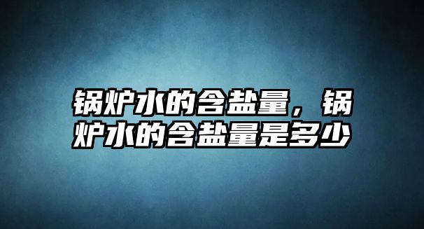 鍋爐水的含鹽量，鍋爐水的含鹽量是多少