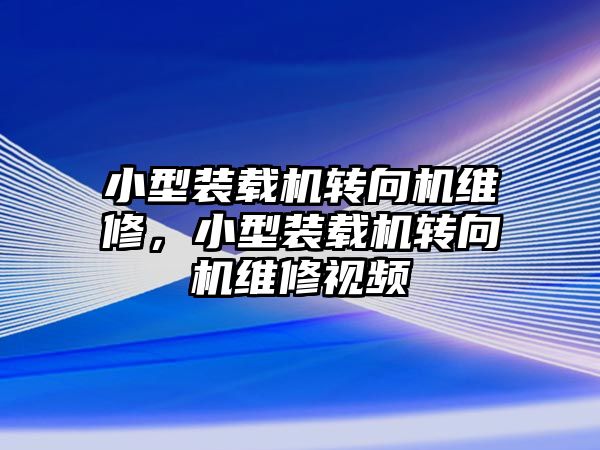 小型裝載機轉(zhuǎn)向機維修，小型裝載機轉(zhuǎn)向機維修視頻