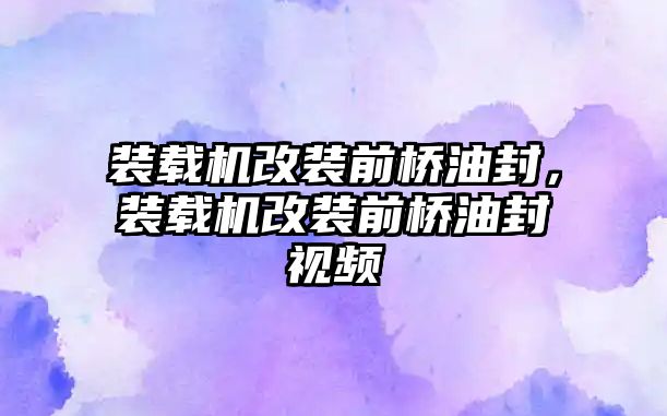 裝載機(jī)改裝前橋油封，裝載機(jī)改裝前橋油封視頻