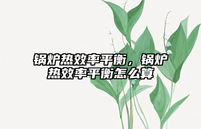 鍋爐熱效率平衡，鍋爐熱效率平衡怎么算