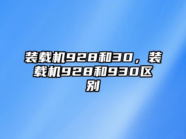 裝載機928和30，裝載機928和930區(qū)別