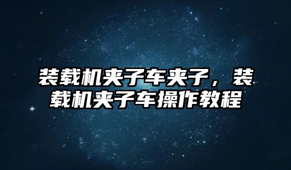 裝載機夾子車夾子，裝載機夾子車操作教程