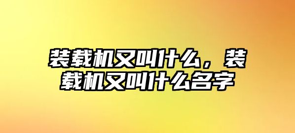 裝載機(jī)又叫什么，裝載機(jī)又叫什么名字